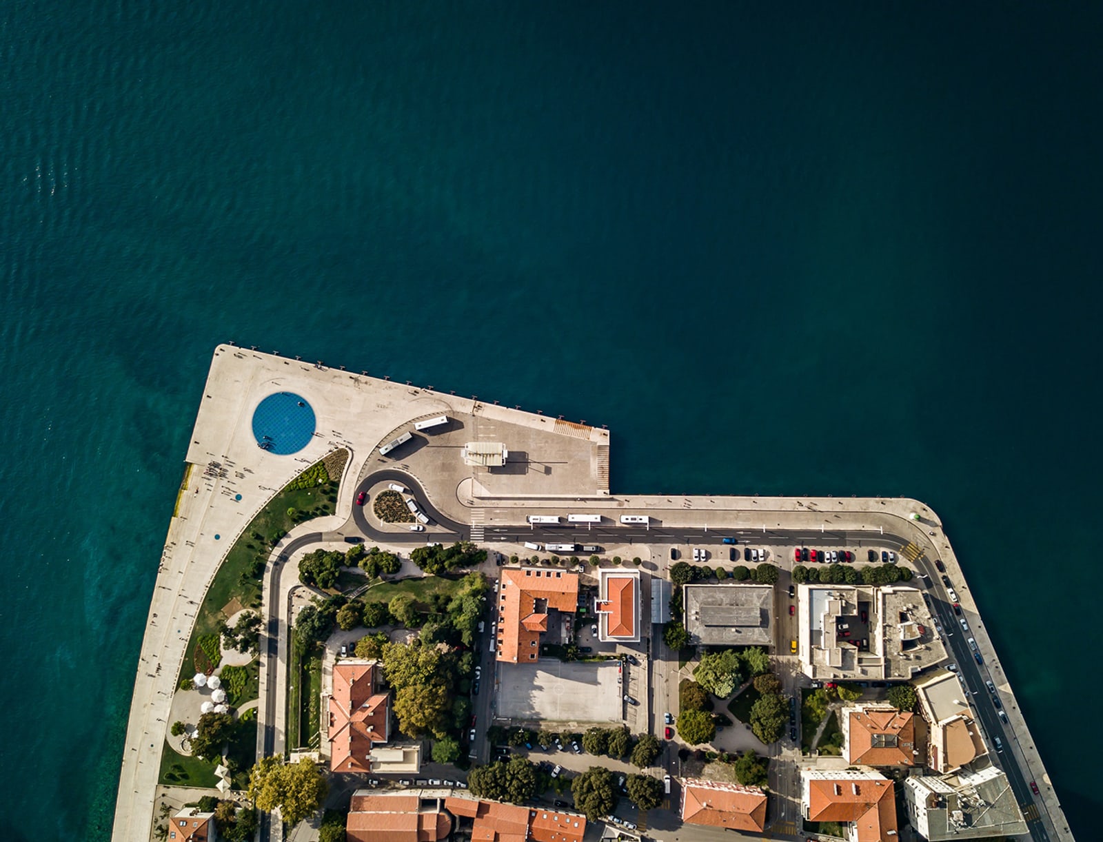 Aerial view of Zadar old town and waterfront
