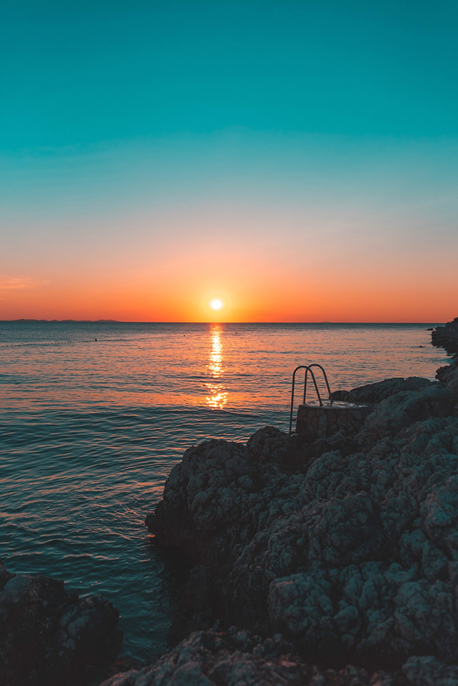 Sunset over the Adriatic Sea in Zadar